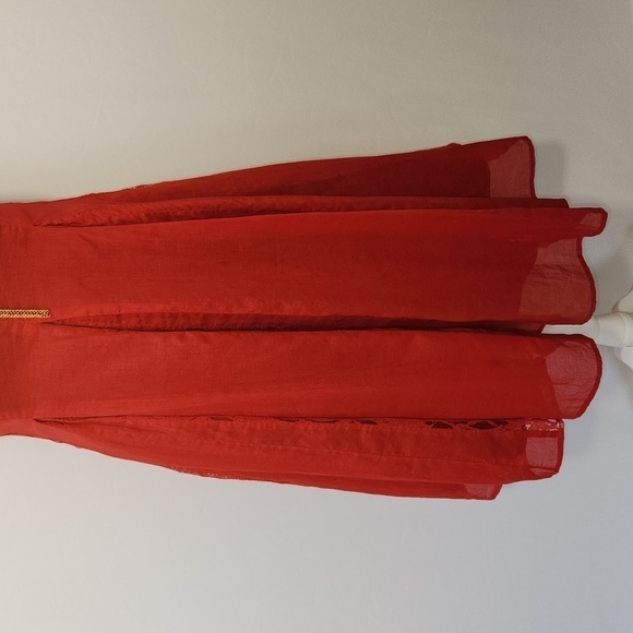 Moulinette Soeurs Anthropologie Women's Red Strapless A-Line Lace Trim Dress 4/6 - Picture 3 of 12